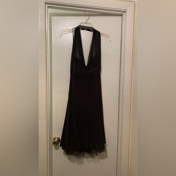 🖤 DJ-JAZ black halter dress with gems on breast area. Size 14 - Picture 5 of 7